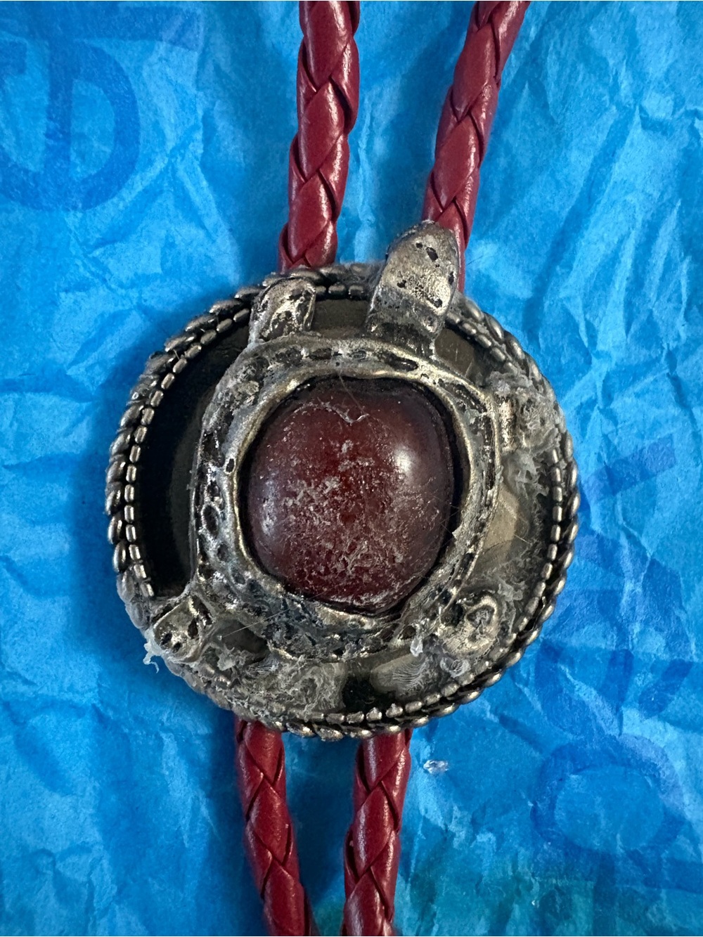 Red Stone Western Bolo Tie Necklace Turtle